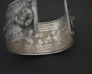 Reserved for V. - Fabulous Nepali Tibetan Turquoise Cuff Bracelet - HEAVY