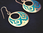 Vintage Mexican Turquoise Chip Inlay Earrings