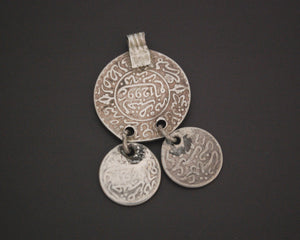 Old Berber Coin Pendant with Coin Dangles