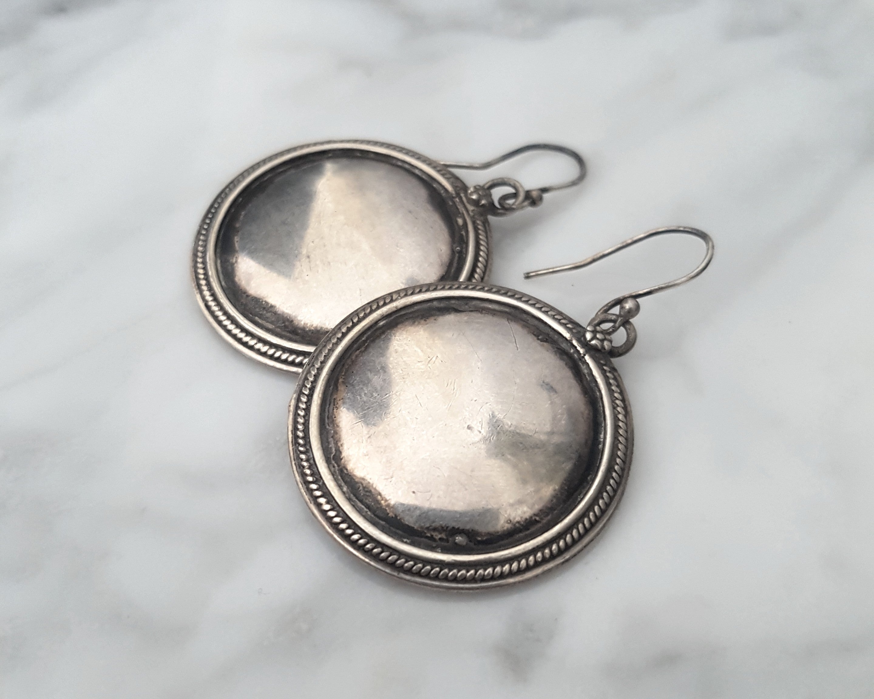 Indian Silver Disc Earrings