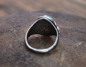 Zuni Effie Calavaza Turquoise Snake Ring - Size 6.75