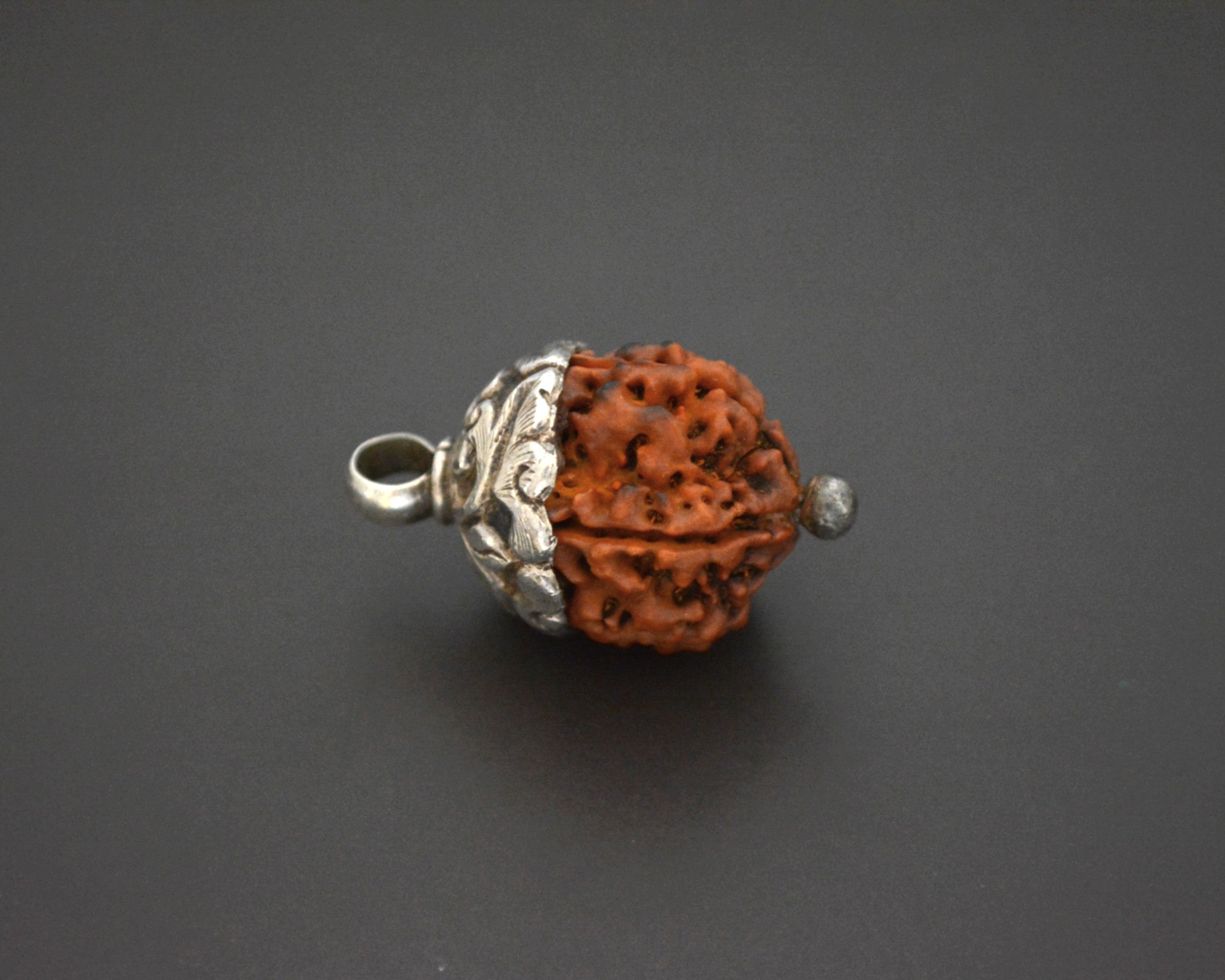 Rudraksha Bead Pendant with Silver Cap