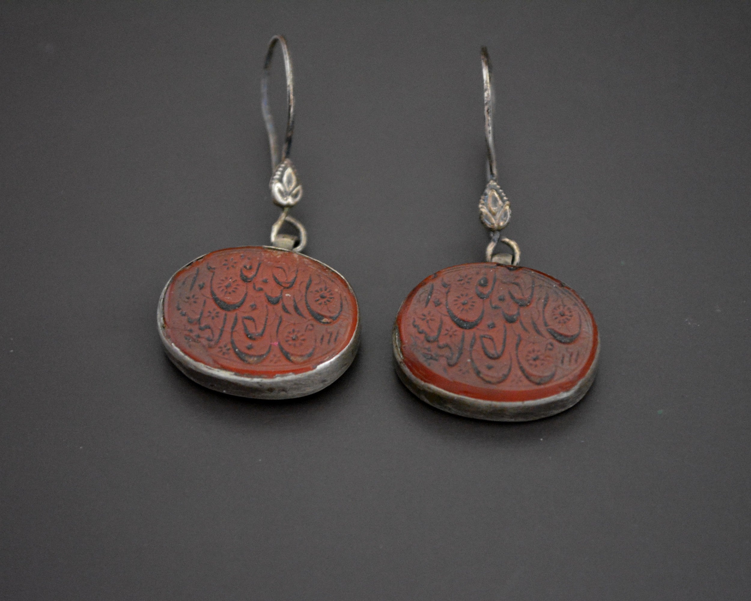 Carnelian Carved Dangle Earrings