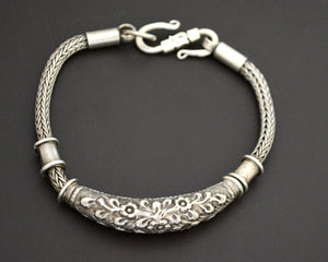 Bali Braided Snake Chain Bracelet with Silver Parts - Sterling Silver