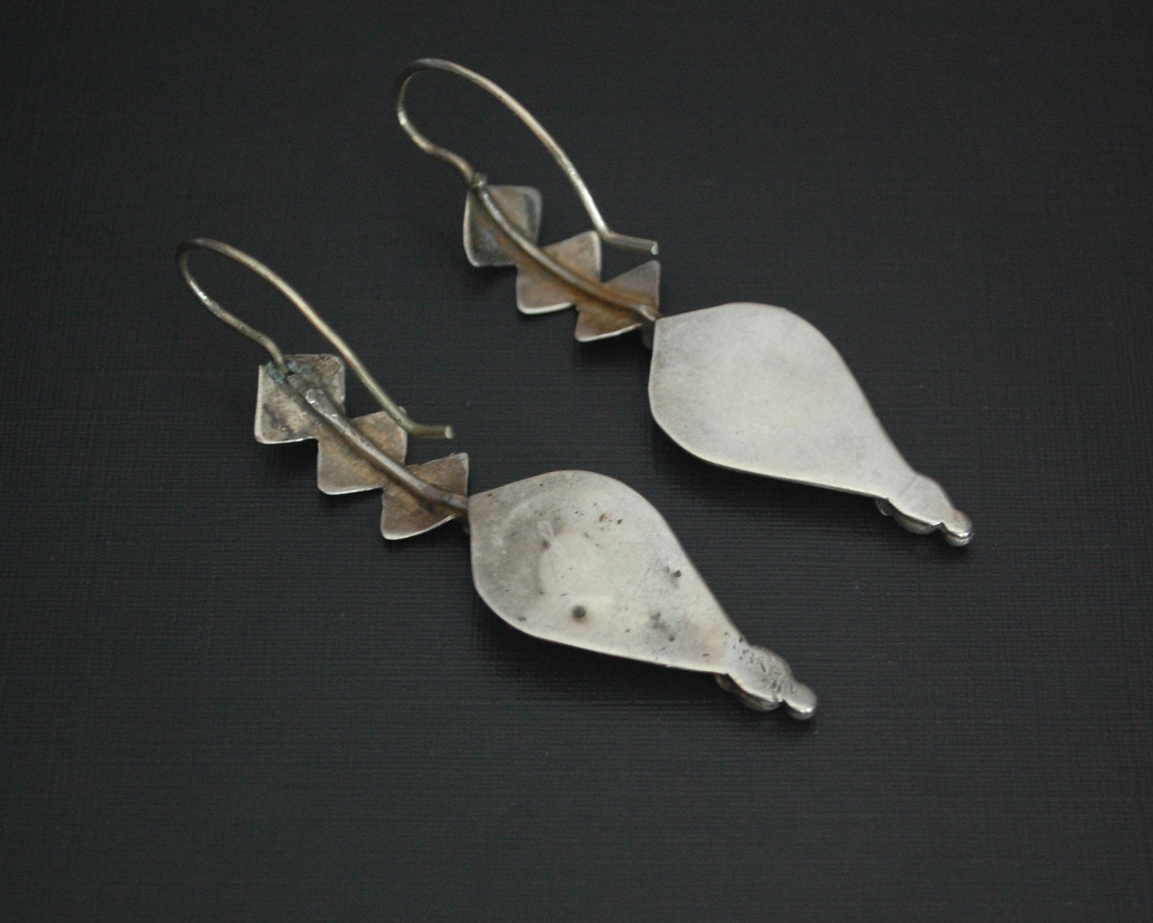 Old Gujarati Silver Mirrored Earrings