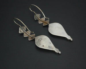 Old Gujarati Silver Mirrored Earrings