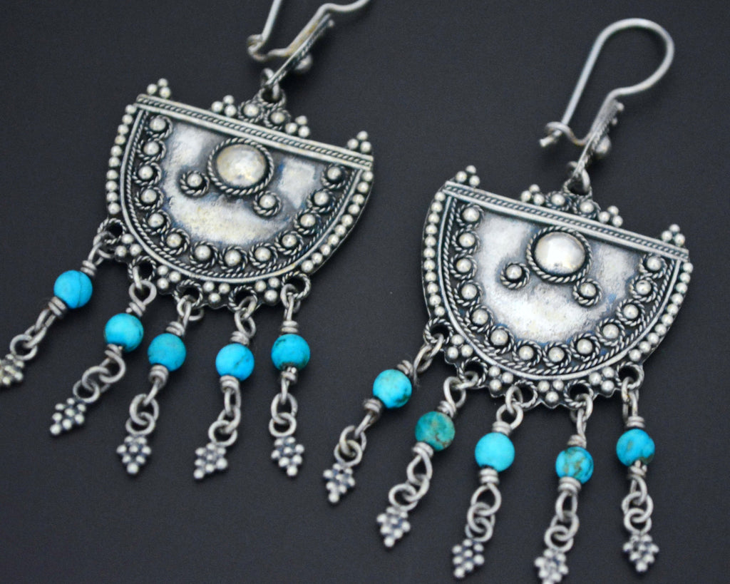 Ethnic Dangle Earrings with Turquoise