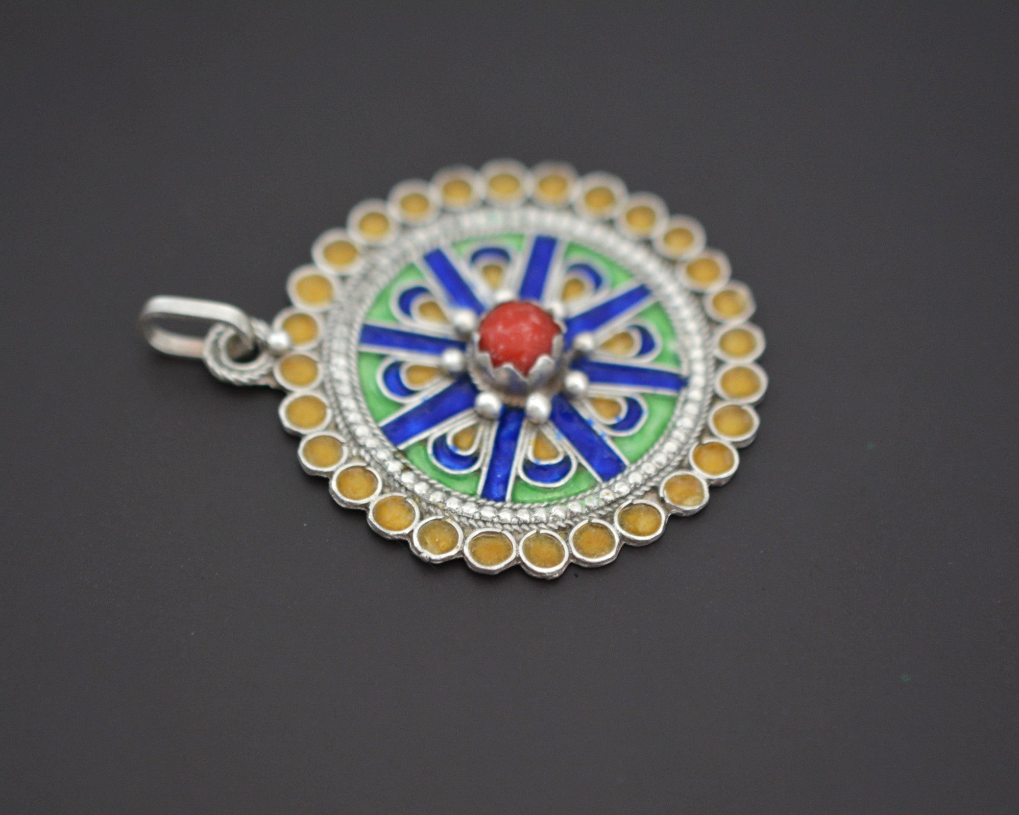 Berber Enamel Coral Pendant