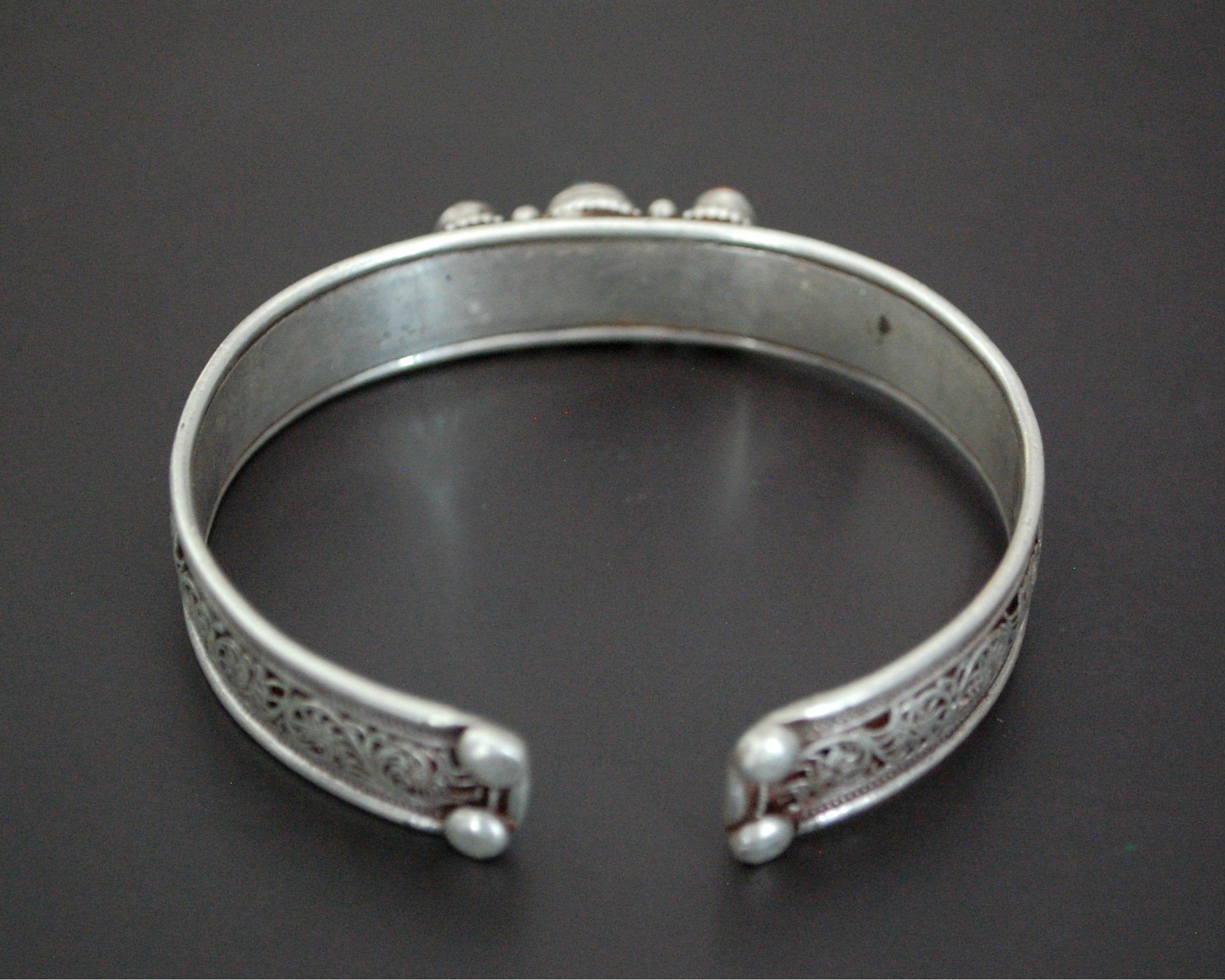Nepali Turquoise Coral Cuff Bracelet with Filigree Work