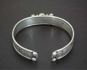 Nepali Turquoise Coral Cuff Bracelet with Filigree Work