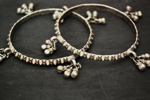Rajasthani Silver Bracelet with Bells - SMALL