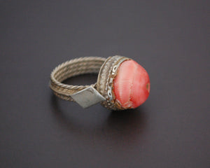 Antique Yemeni Bedouin Ring with Old Glass - Size 5.25