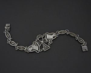 Egyptian Ankh Nefertiti Filigree Link Bracelet