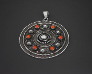 Large Coral Mandala Pendant