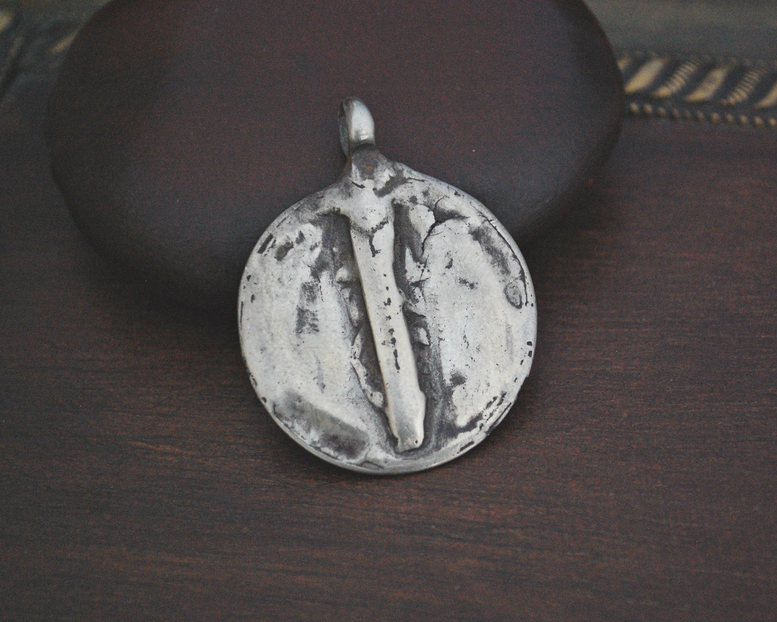 Rajasthani Silver Amulet Pendant with Writing