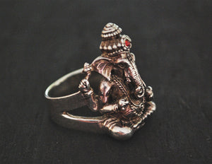 Large Ganesha Sterling Silver Ring - Size 11