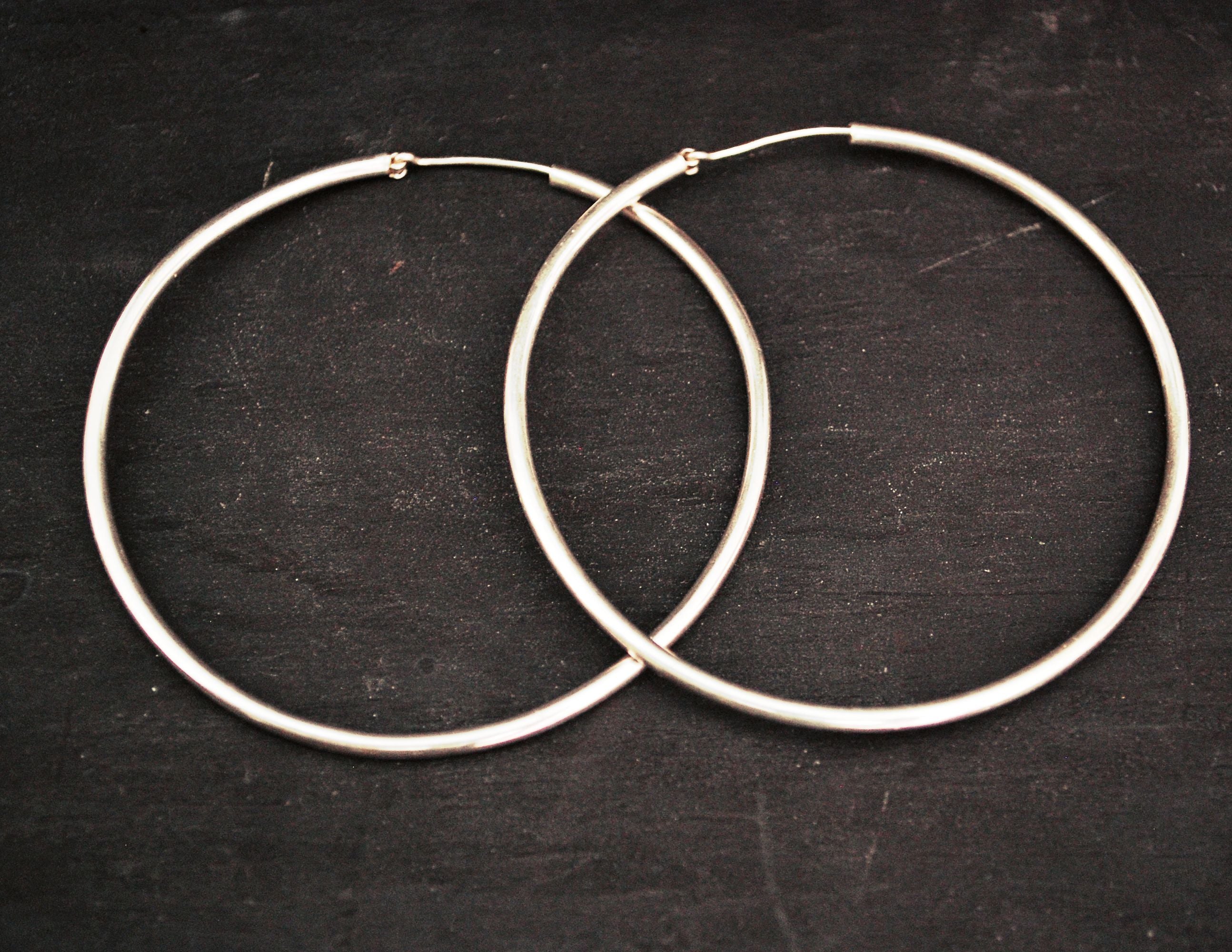 Ethnic Sterling Silver Hoops Earrings - XLarge