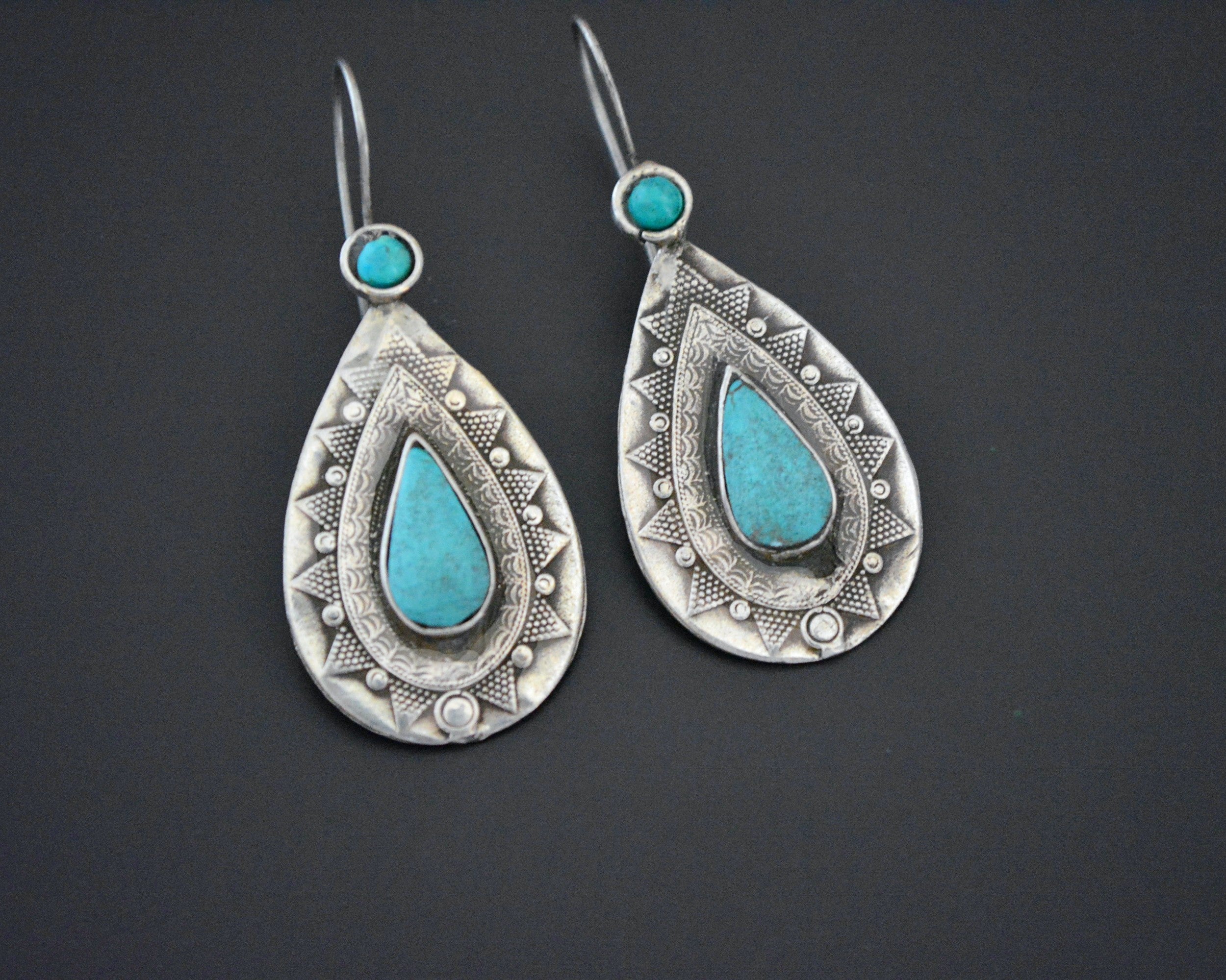 Vintage Kazakh Turquoise Earrings