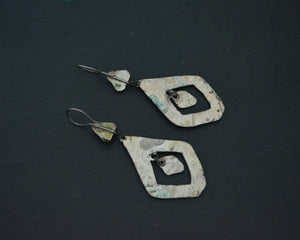 Afghani Silver Gilded Earrings Stones