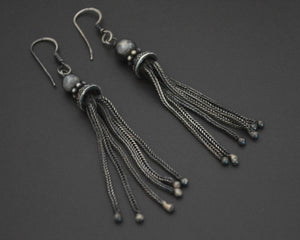 Ethnic Silver Tassel Earrings