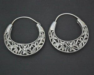 Ethnic Hoop Earrings with Flower Cut Out Design