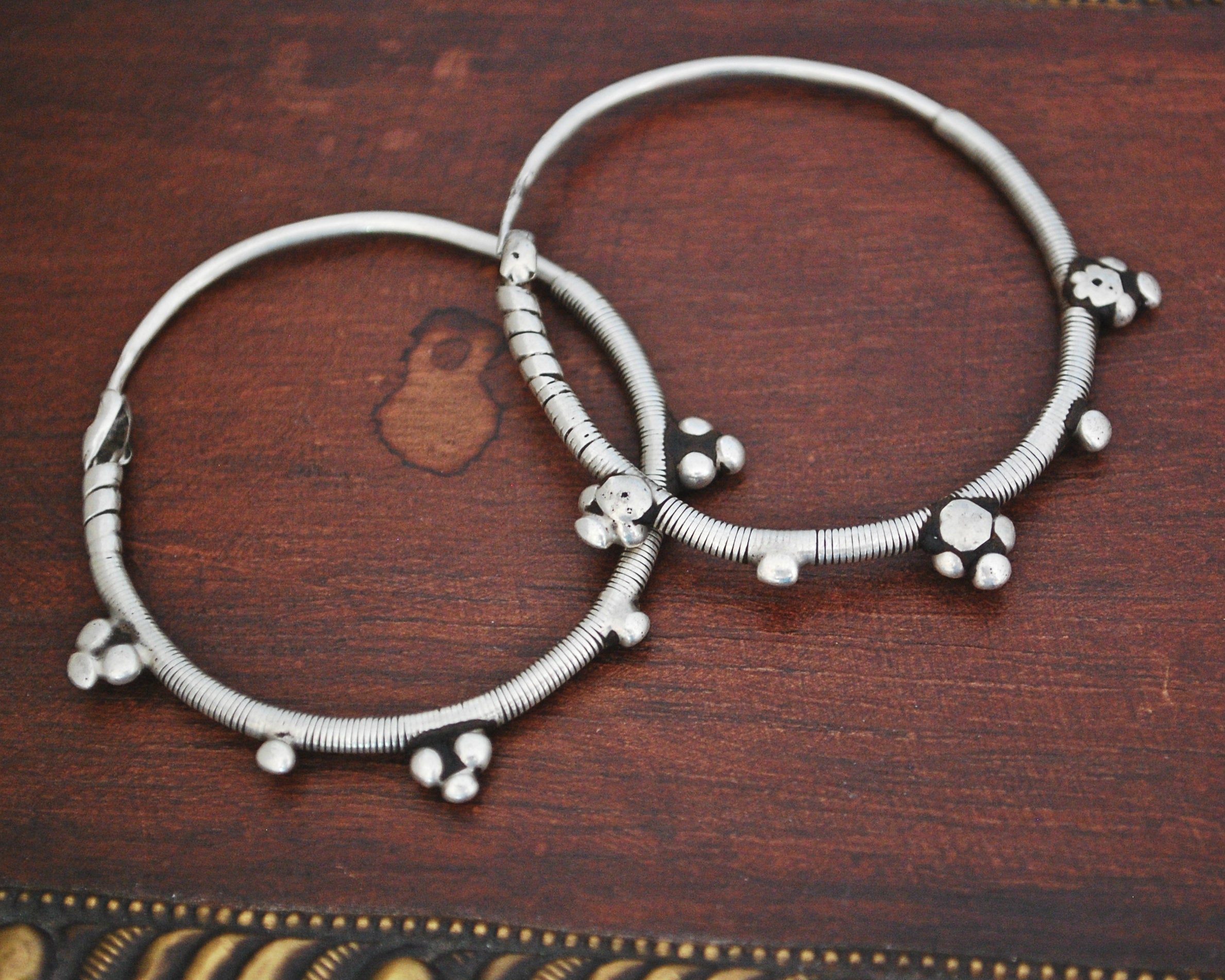 Antique Afghani Hoop Earrings - LARGE