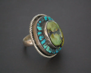 Bold Nepali Turquoise Ring - Size 7.5