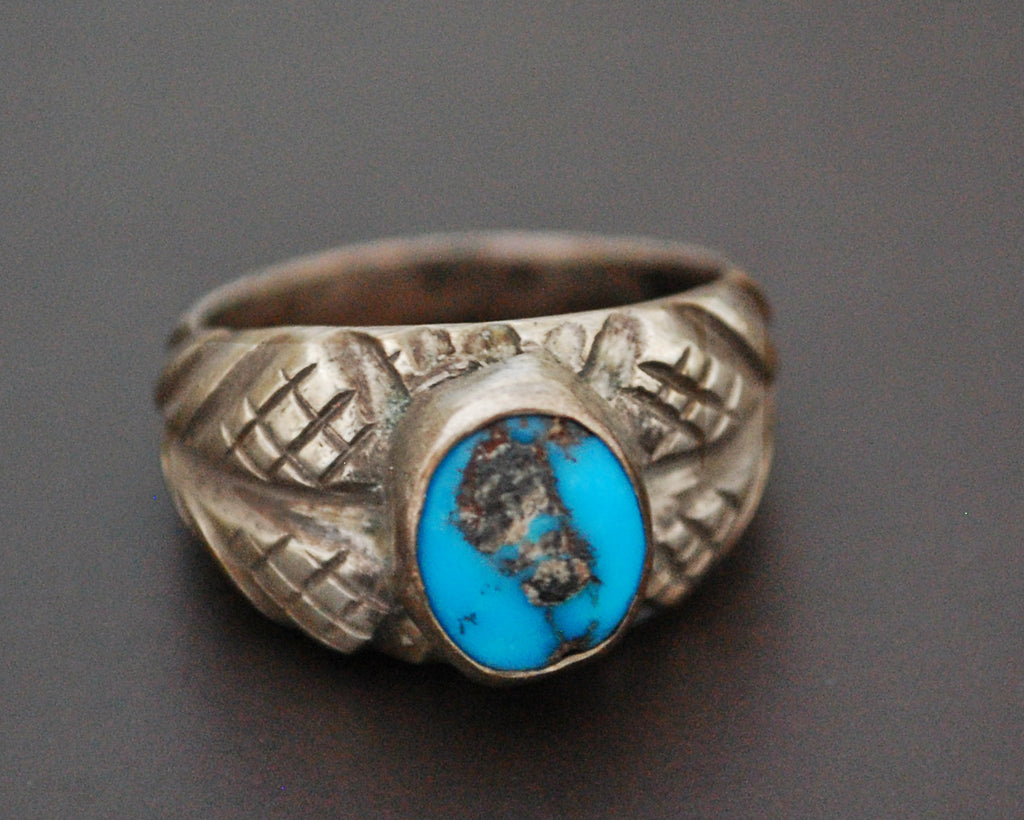 Ethnic Turquoise Ring - Size 8 / 8.25