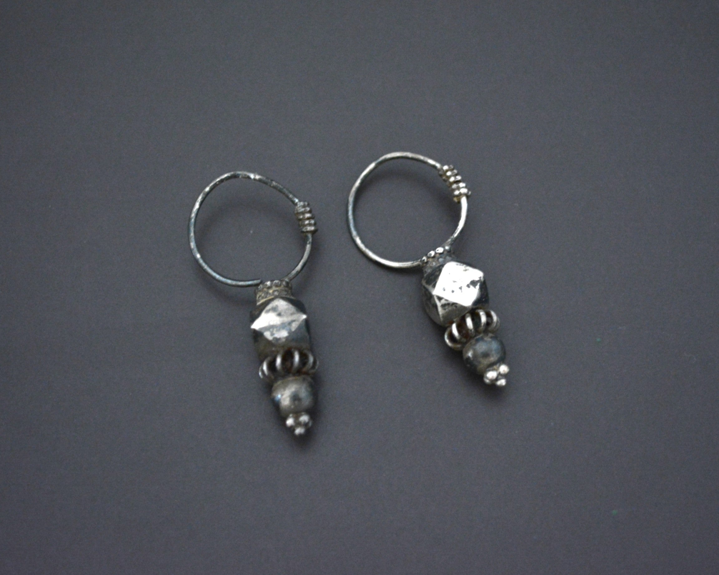 Old Rajasthani Silver Earrings - SMALL