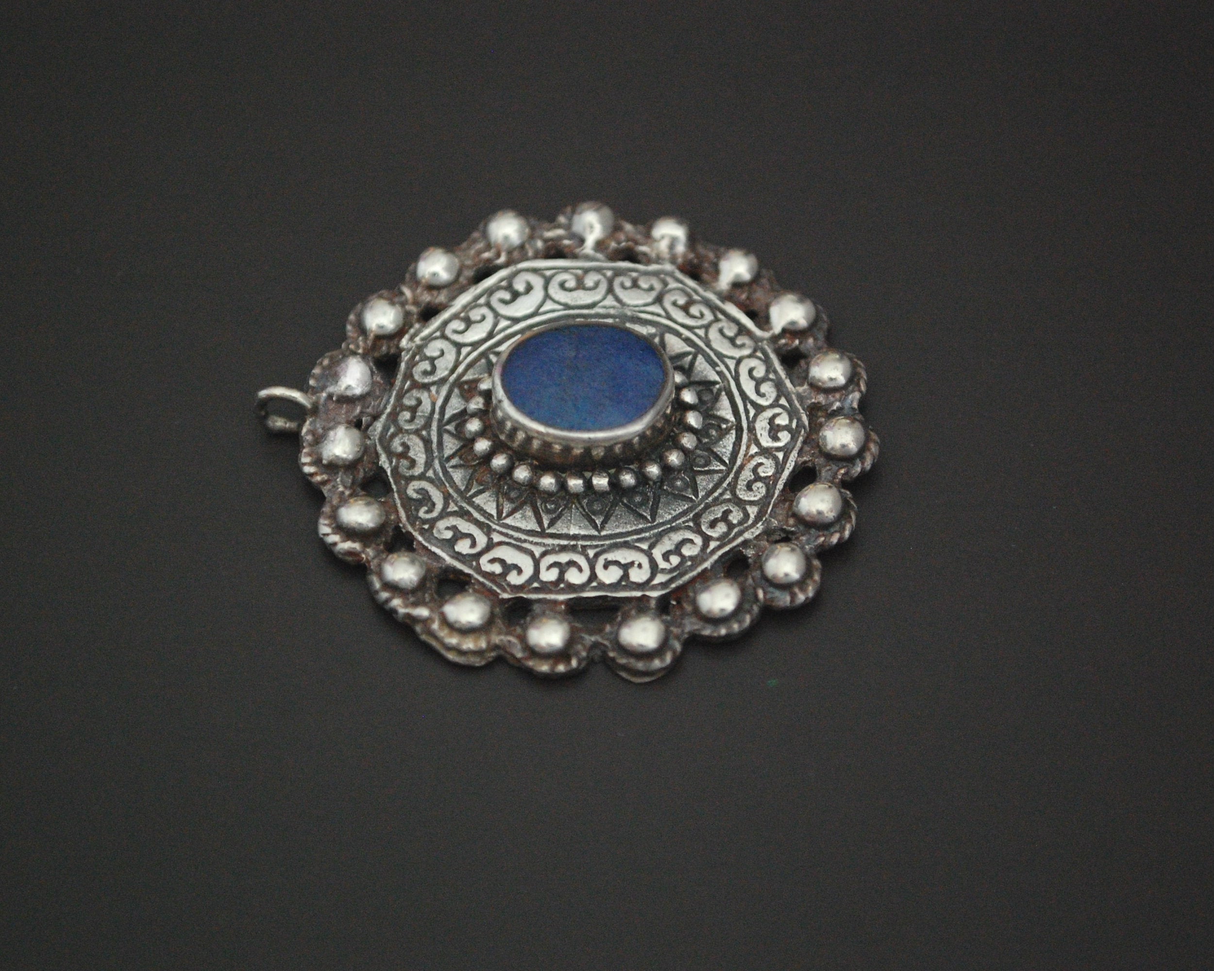 Ethnic Lapis Lazuli Sterling Silver Pendant