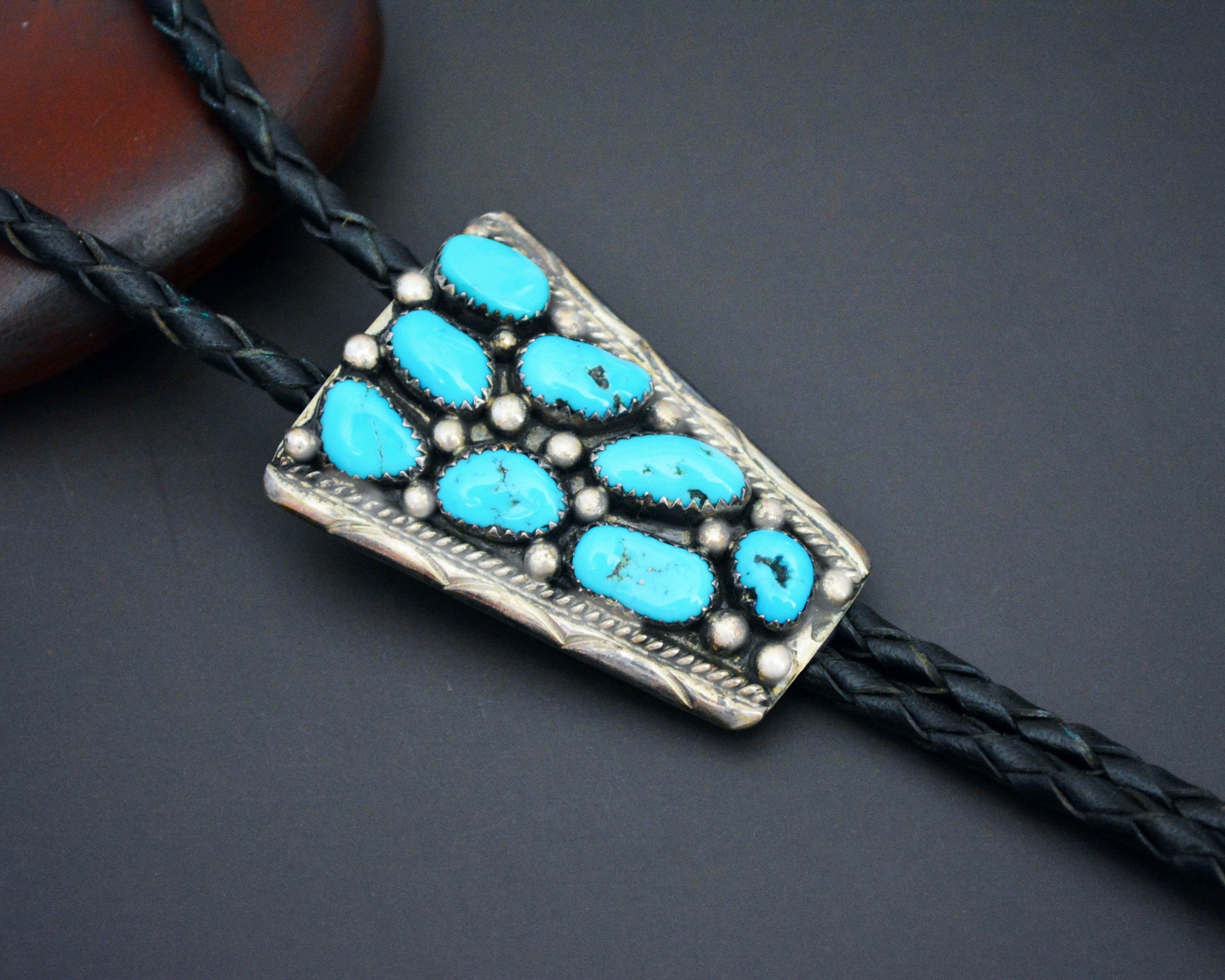 Native American Turquoise Sterling Bolo Tie
