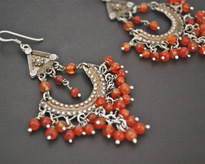 Ethnic Carnelian Chandelier Dangle Earrings from India