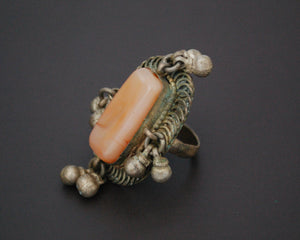 Old Bedouin Agate Ring with Bells - Size 7
