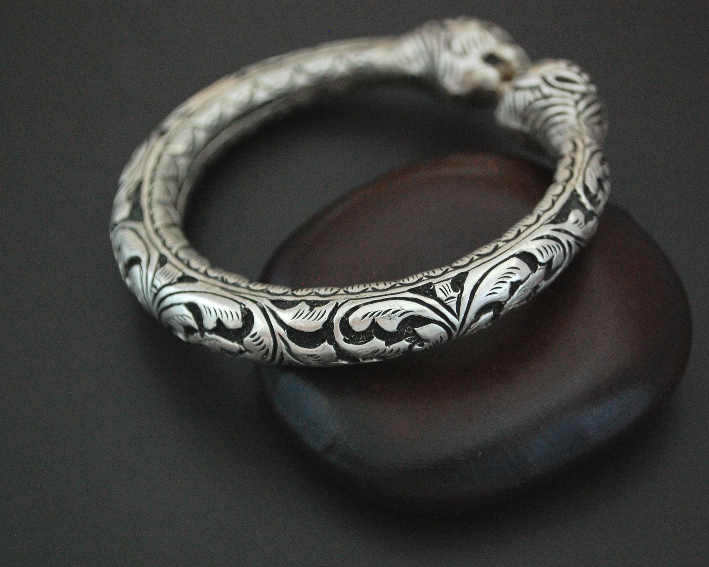 Rajasthani Tiger Silver Repoussee Bracelet