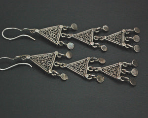 Ethnic Sterling Silver Oriental Filigree Dangle Earrings