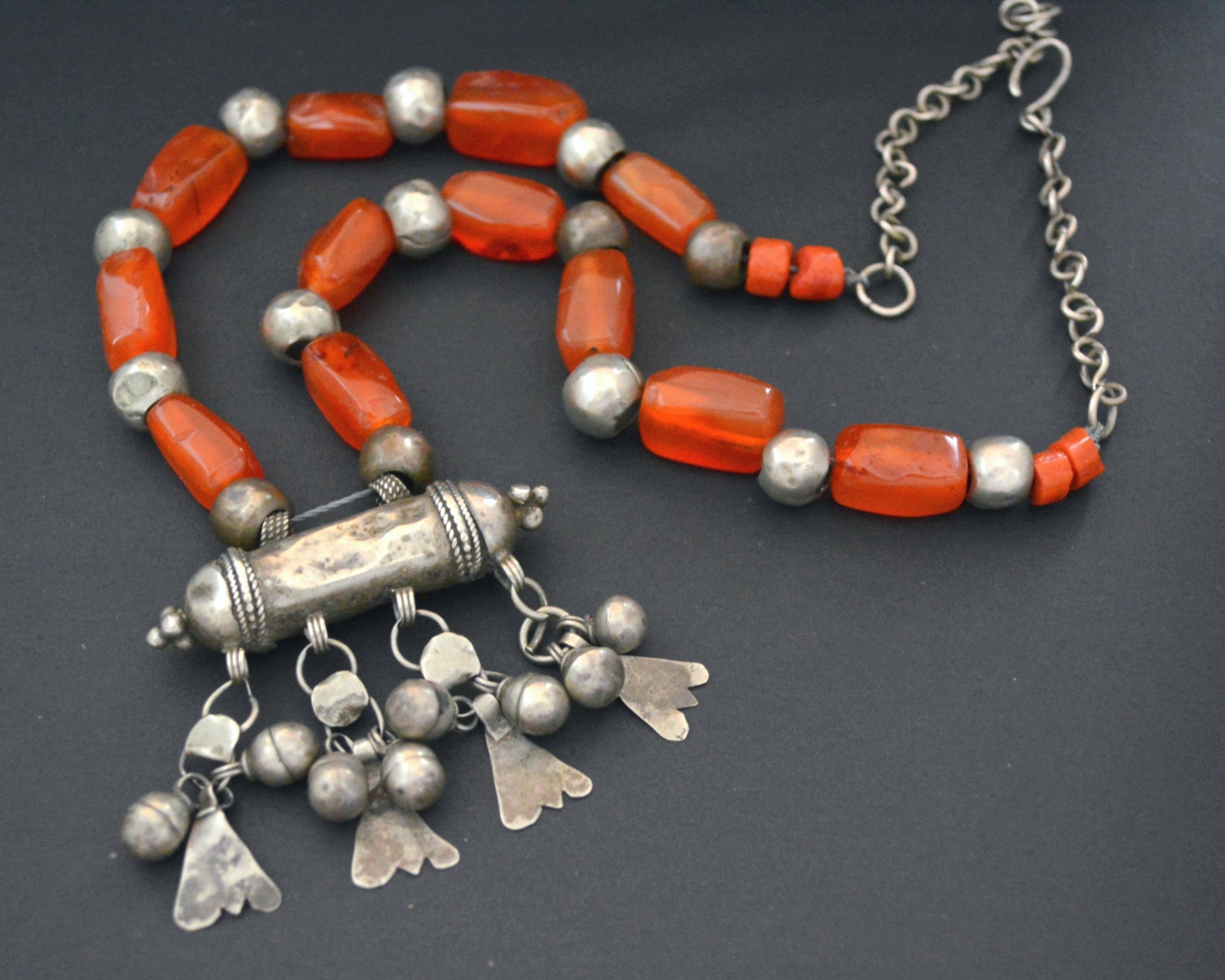 Old Yemeni Carnelian Silver Necklace