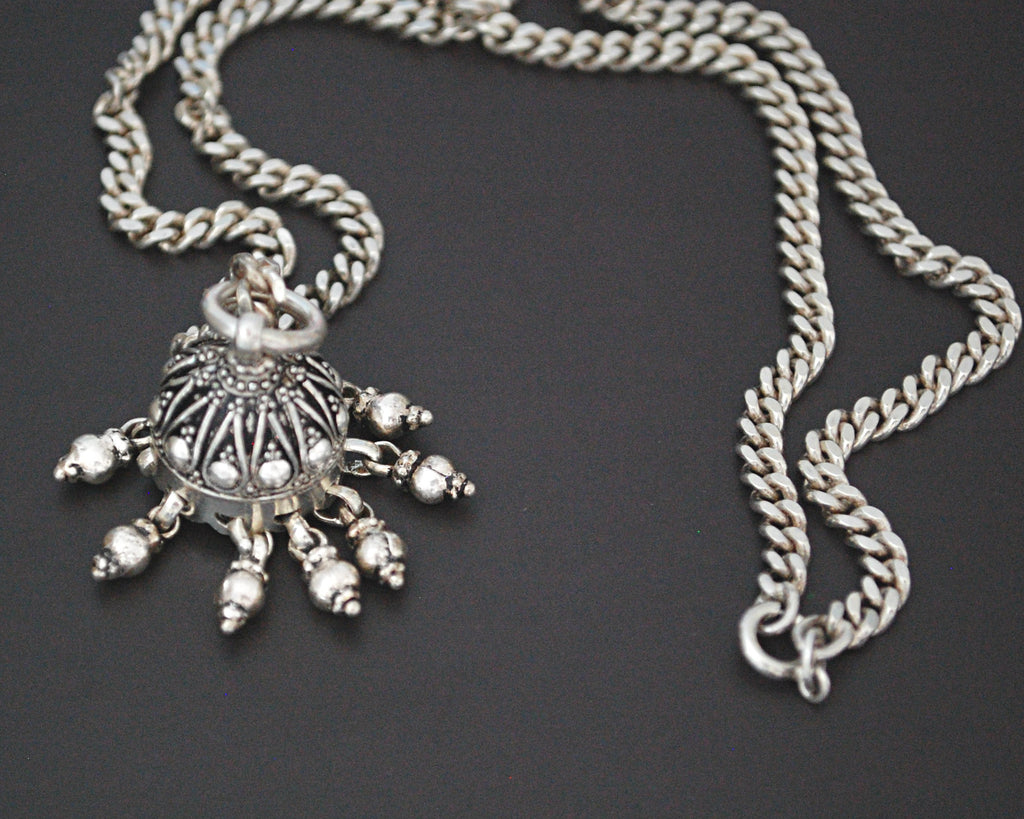 Jhumka Pendant on Silver Chain - Necklace
