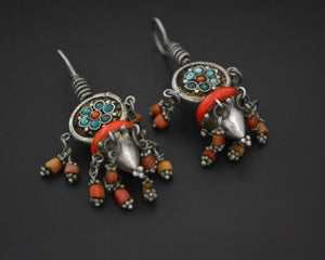 Reserved for R. - Uzbek Turquoise Coral Earrings
