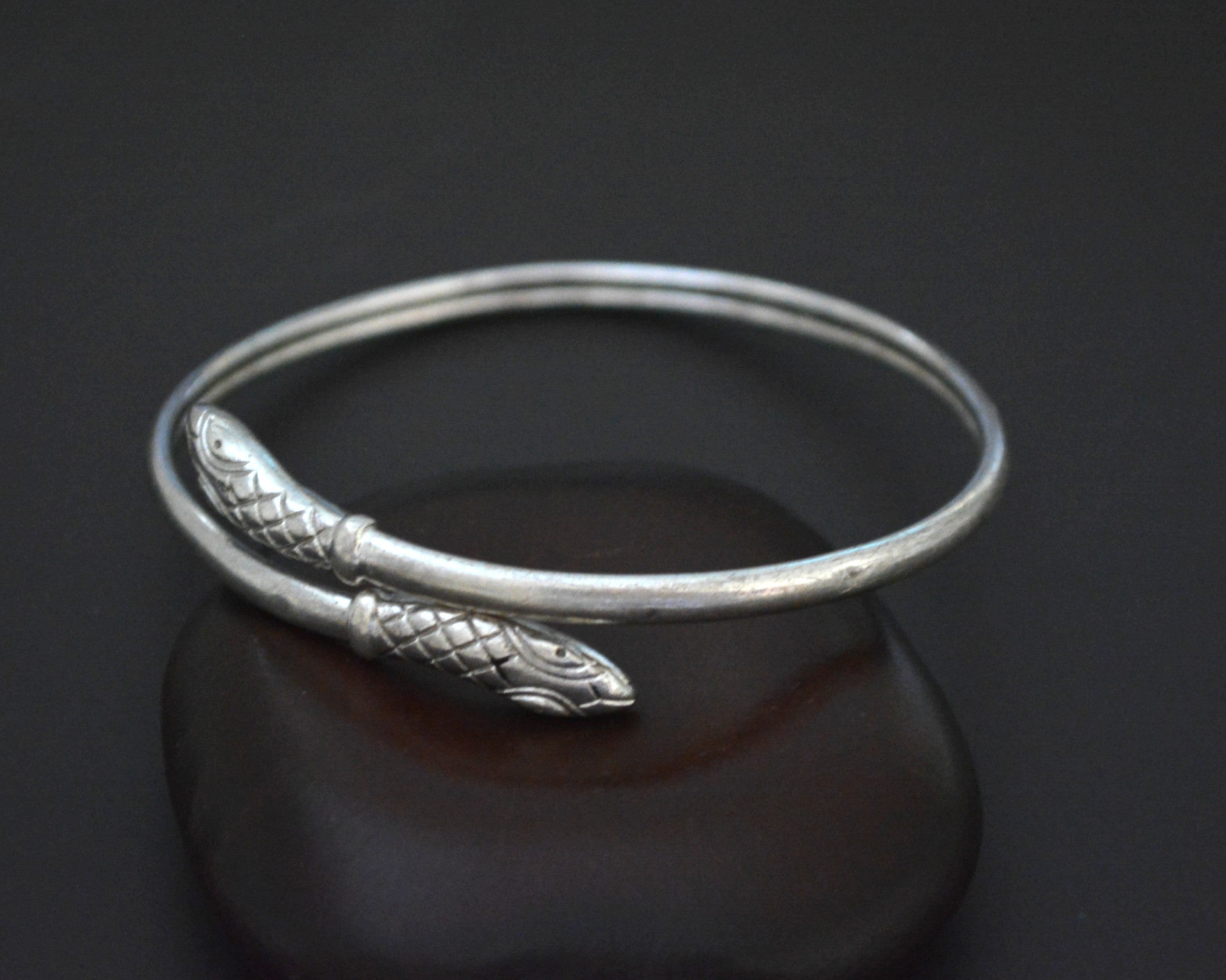 Reserved for L. - Vintage Silver Snake Bracelet - Adjustable - Snake Jewelry