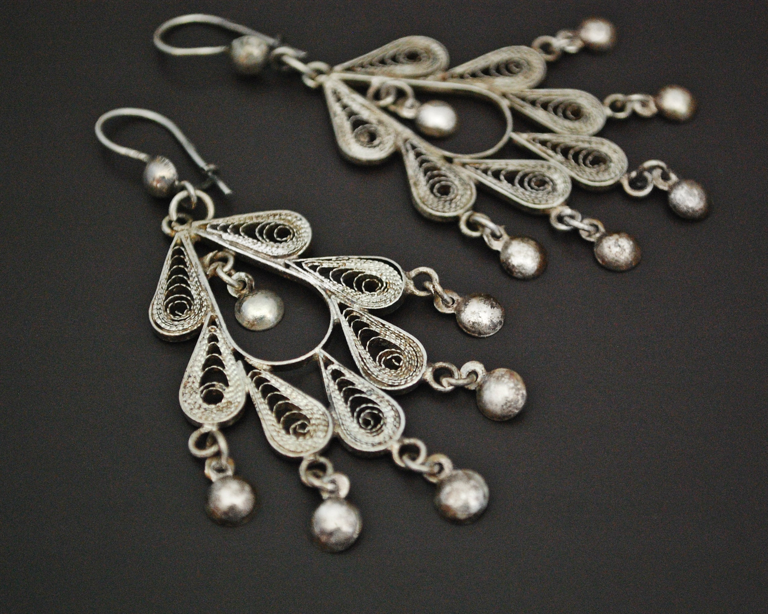 Ethnic Oriental Filigree Dangle Earrings