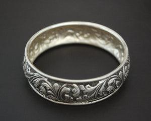 Repoussee Indian Bangle Bracelet - Sterling Silver