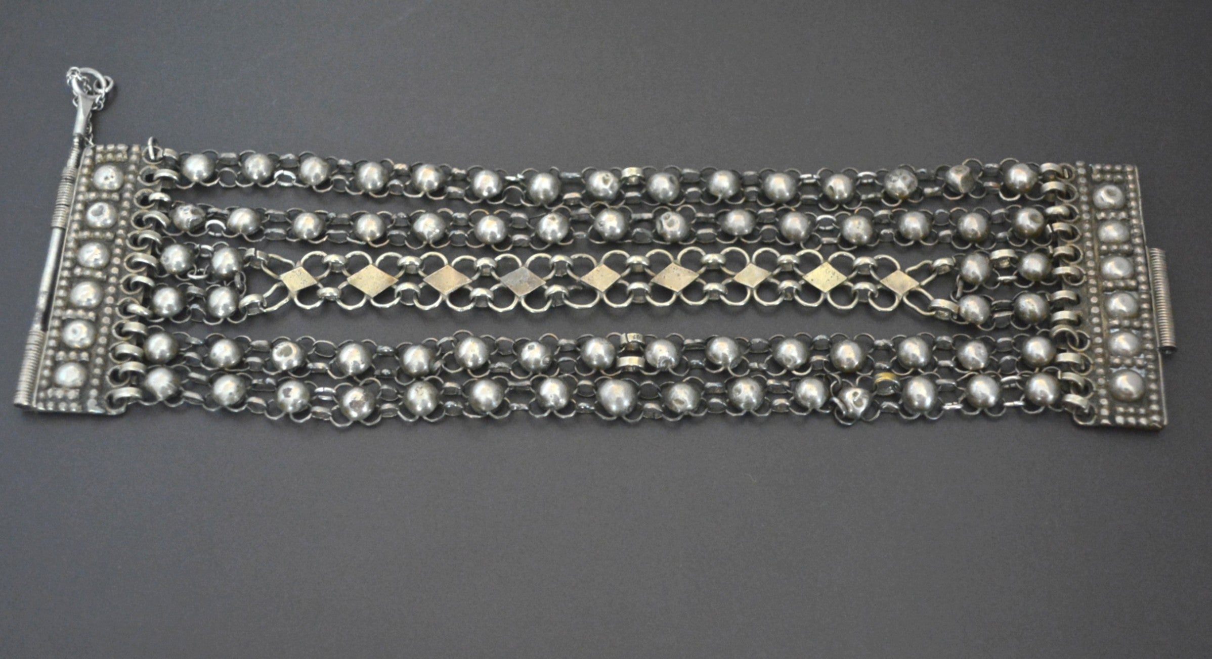 Ottoman Silver Chain Bracelet with Pin