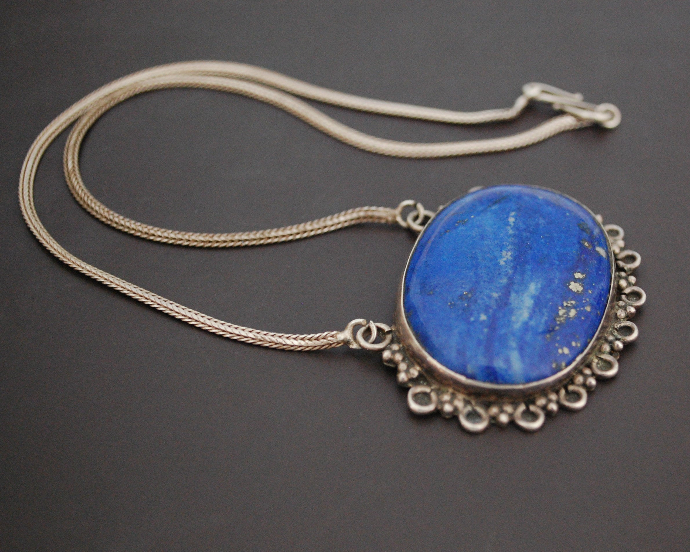 Lapis Lazuli Pendant on Sterling Silver Snake Chain