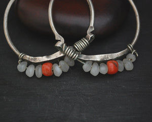 Old Berber Hoop Earrings with Coral