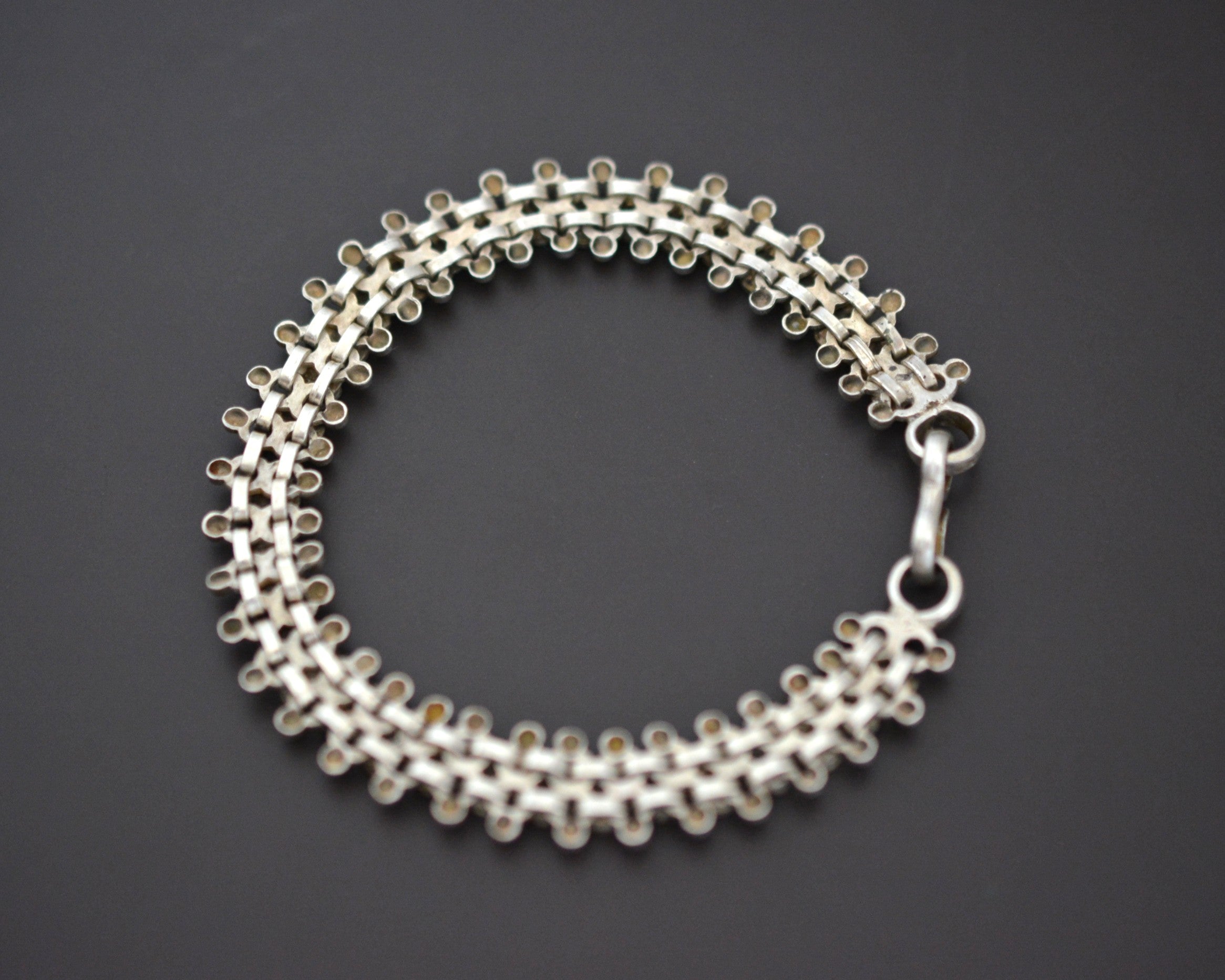 Rajasthani Silver Flower Link Bracelet