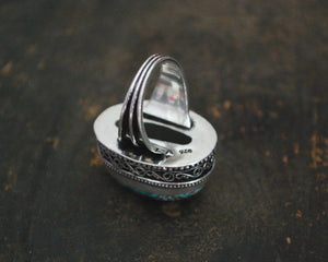 Bold Turquoise Ring from India - Size 6.75 / 7