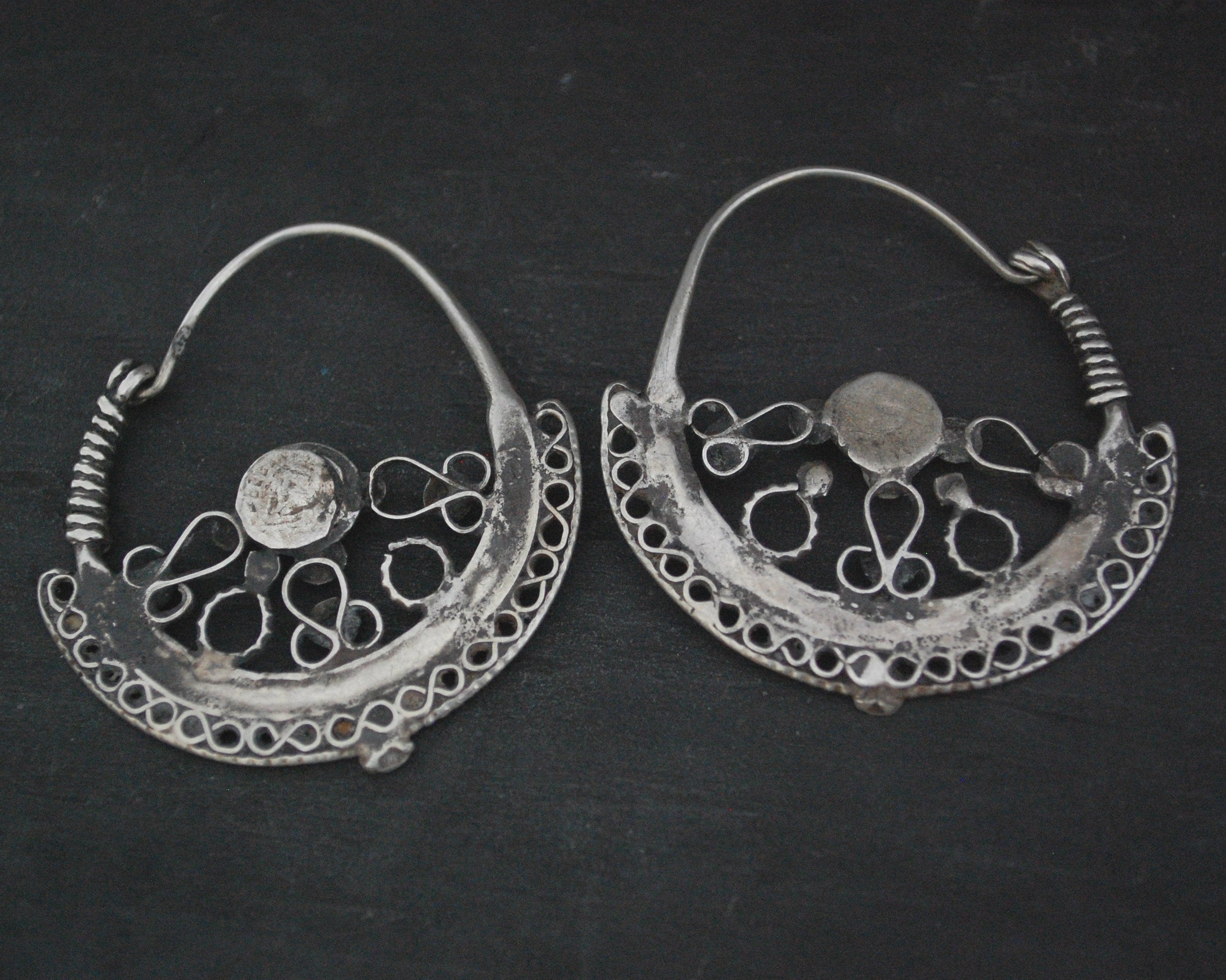 Reserved E. - Antique Afghani Hoop Earrings with Coral