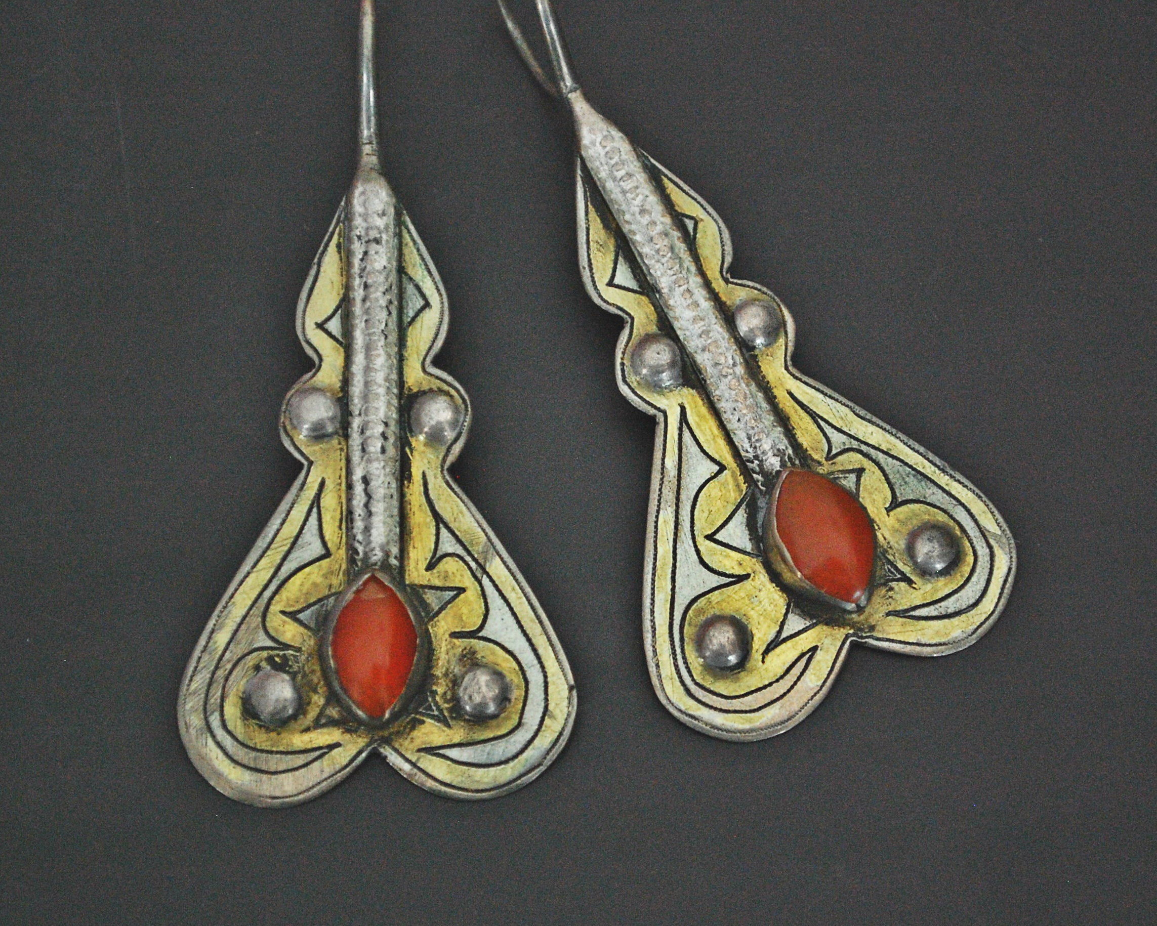 Turkmen Gilded Carnelian Earrings