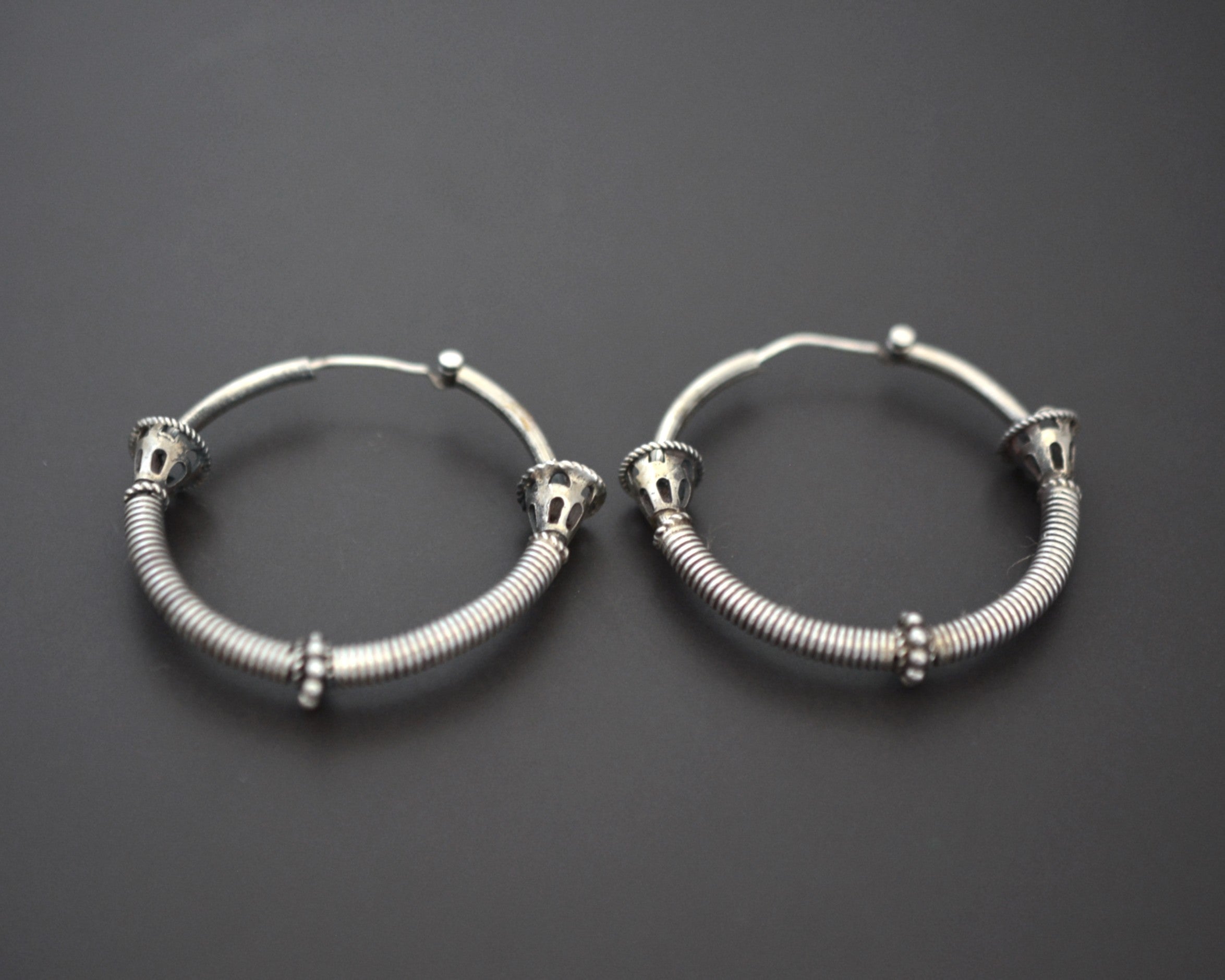 Ethnic Bali Hoop Earrings with Wire - Medium/Large