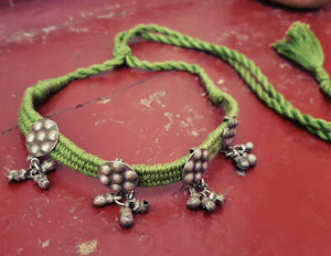 Rajasthani Silver Cotton Choker Necklace